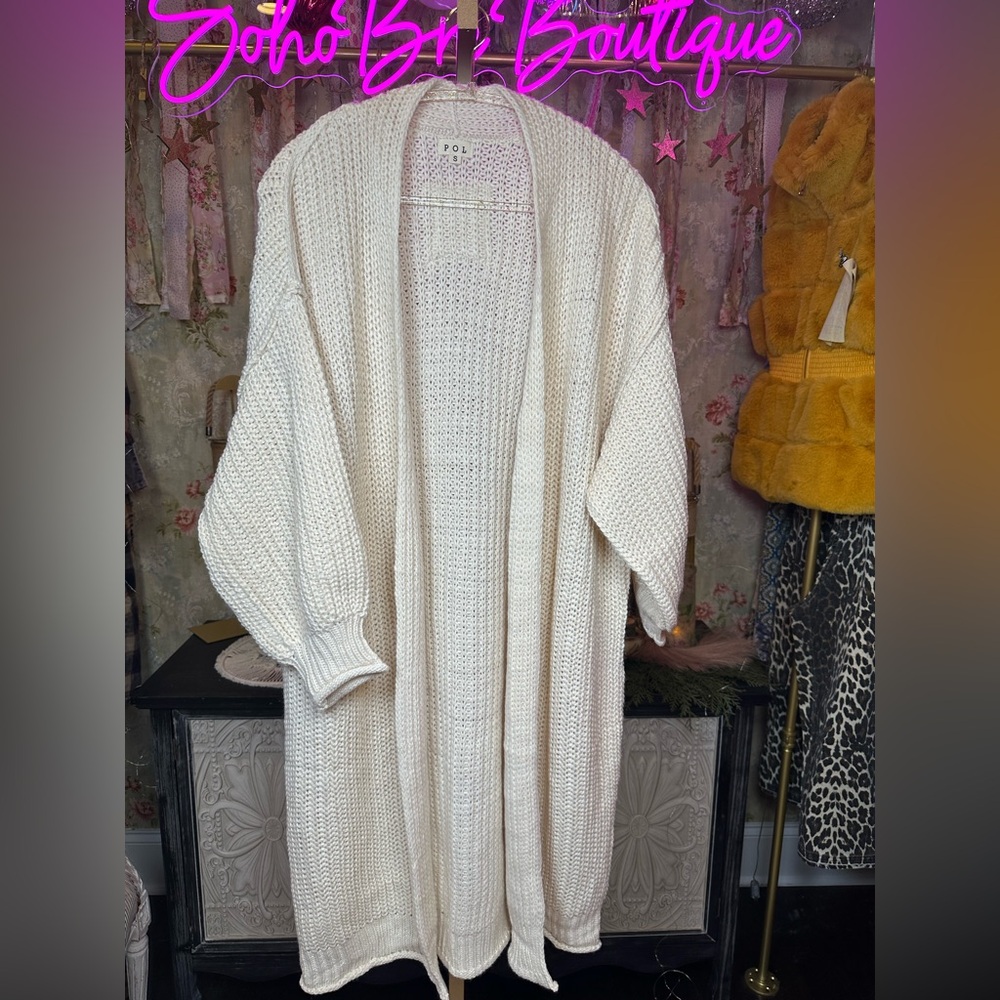 🆕 POL Cream Open-Front Sweater - Picture 2 of 9